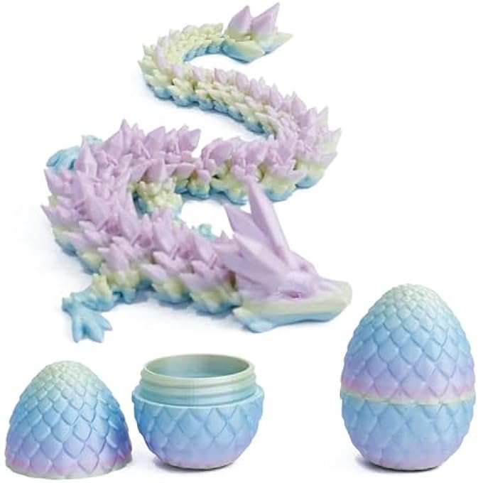 Bandai 3D PRINTED DRAGON IN EGG - DINO EGG WITH FLEXIBLE CRYSTAL DRAGON INSIDE, COLORFUL FIDGET TOY, BIRTHDAY GIFT, DESK PET FIGURE - 12 DRAGON (MINI RAINBOW) - Image 1